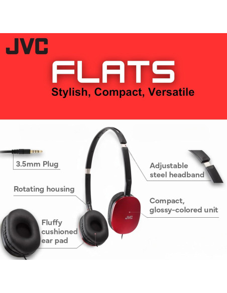 Auriculares JVC HA-S160R On-Ear Plegables con Cable 30mm