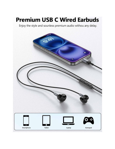 Auriculares In-Ear USB C TOPAUX con Cancelación de Ruido