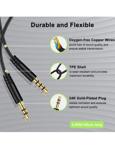 Cable Auxiliar 3.5mm Weatwo con Micrófono y Control de Volumen