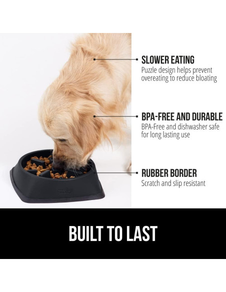 Cuenco de Alimentación Lenta Gorilla Grip 2 Tazas Negro