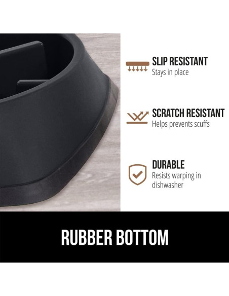 Cuenco de Alimentación Lenta Gorilla Grip 2 Tazas Negro