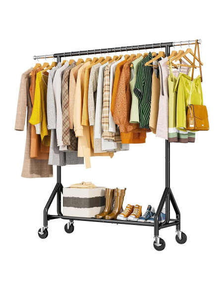 Perchero de Ropa Rodante HYSEYY Metal Negro 204 kg Alta Resistencia