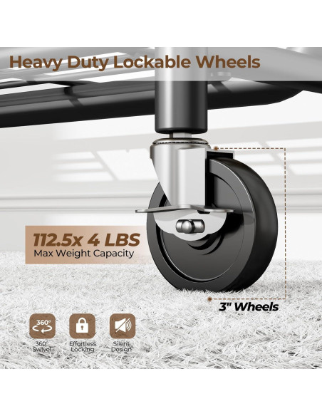 Perchero de Ropa Rodante HYSEYY Metal Negro 204 kg Alta Resistencia