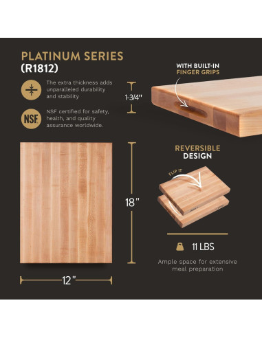 Tabla de Cortar de Madera de Arce John Boos R1812 45.72x30.48cm