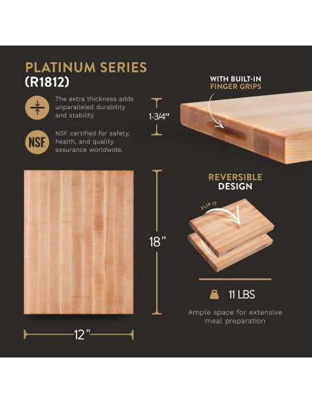 Tabla de Cortar de Madera de Arce John Boos R1812 45.72x30.48cm