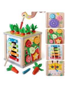 Cubo de Actividades de Madera BESTAMTOY 6 en 1 Montessori
