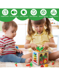 Cubo de Actividades de Madera BESTAMTOY 6 en 1 Montessori 2