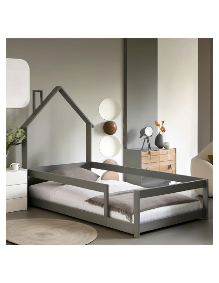 Cama de Piso Twin PVWIIK con Techo y Barandillas de Seguridad Cama de Piso Twin PVWIIK con Techo y Barandillas de Seguridad