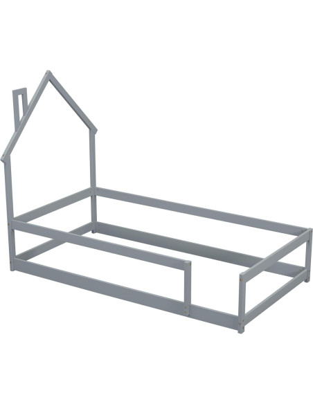 Cama de Piso Twin PVWIIK con Techo y Barandillas de Seguridad Cama de Piso Twin PVWIIK con Techo y Barandillas de Seguridad