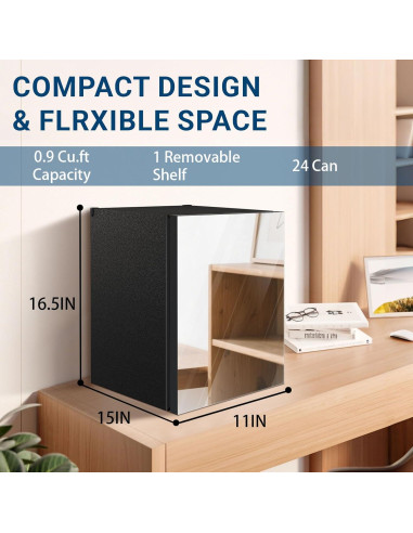 Mini Nevera Erivess 0.9 Pies Cúbicos con Espejo - 24 Latas