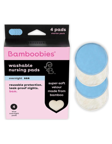 Almohadillas de Lactancia Nocturnas Bamboobies Reutilizables 4 Pzas