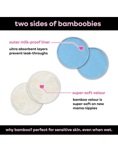 Almohadillas de Lactancia Nocturnas Bamboobies Reutilizables 4 Pzas