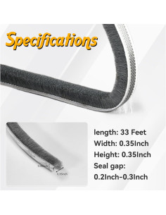 Sello de Puerta Autoadhesivo Bondtech 10m Gris Aislamiento Acústico 2