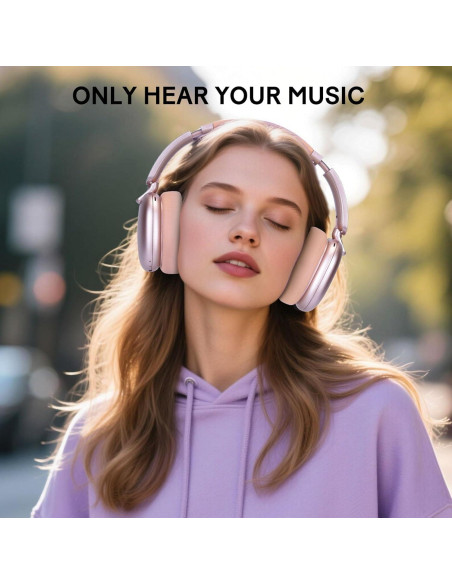 Auriculares RORSOU C6 Bluetooth 5.4 ANC Rosa Oro 60h Auriculares RORSOU C6 Bluetooth 5.4 ANC Rosa Oro 60h