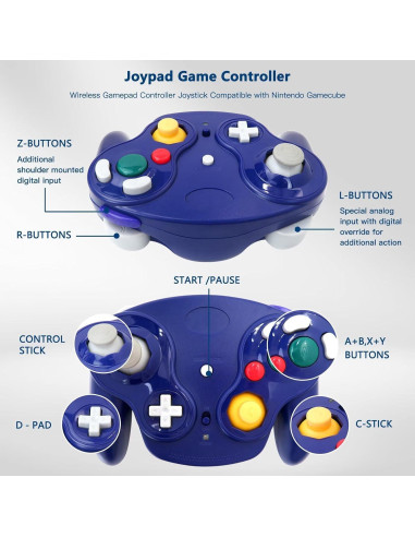 Controlador Inalámbrico BSDLIET para Nintendo GameCube Púrpura