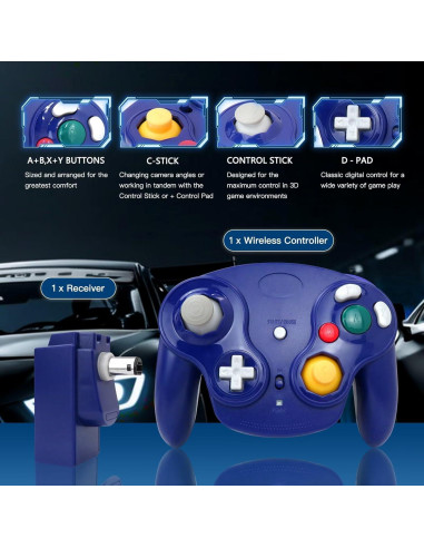 Controlador Inalámbrico BSDLIET para Nintendo GameCube Púrpura