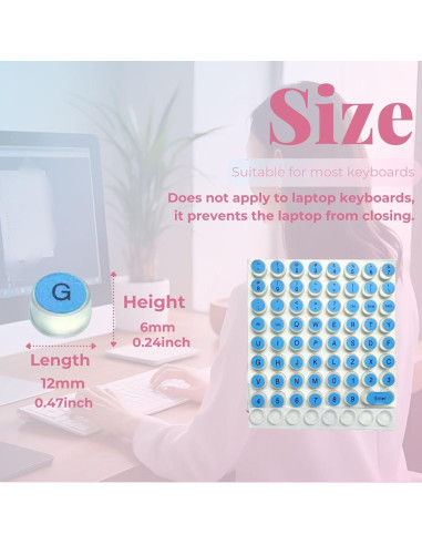 Calcomanías de Silicona LikoSpark para Teclados - 72 PCS Azul