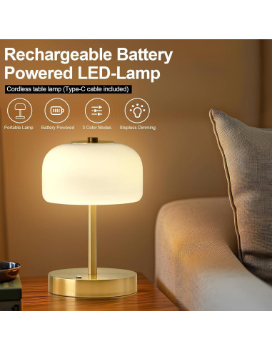 Lámpara de Mesa Inalámbrica PORTRES LED Táctil Oro 3600mAh