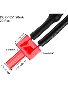 20 Piezas LED Pre-Cableados 2mm Rojo uxcell DC 6-12V 2