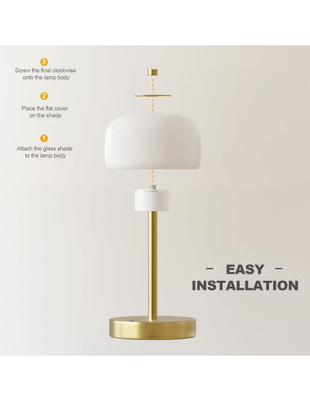 Lámpara de Mesa Inalámbrica PORTRES LED Táctil Oro 3600mAh Lámpara de Mesa Inalámbrica PORTRES LED Táctil Oro 3600mAh