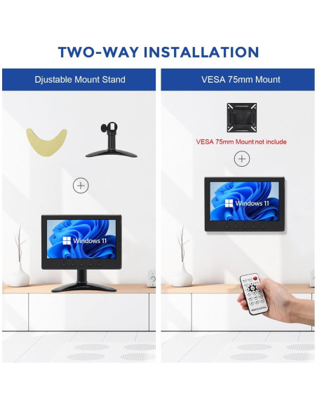 Monitor Pequeño OSCY 7" 1024x600 HDMI VGA AV para PC