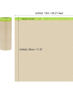 Papel de Enmascarar Pre-Cinta uxcell 30 cm x 15 m Verde 2