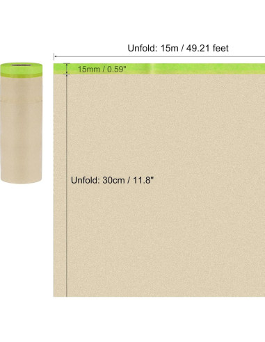 Papel de Enmascarar Pre-Cinta uxcell 30 cm x 15 m Verde