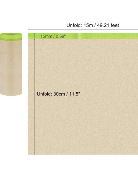 Papel de Enmascarar Pre-Cinta uxcell 30 cm x 15 m Verde Papel de Enmascarar Pre-Cinta uxcell 30 cm x 15 m Verde