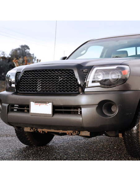 Rejilla delantera malla negra brillante SPEC-D para Toyota Tacoma 2005-2011