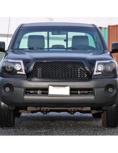 Rejilla delantera malla negra brillante SPEC-D para Toyota Tacoma 2005-2011