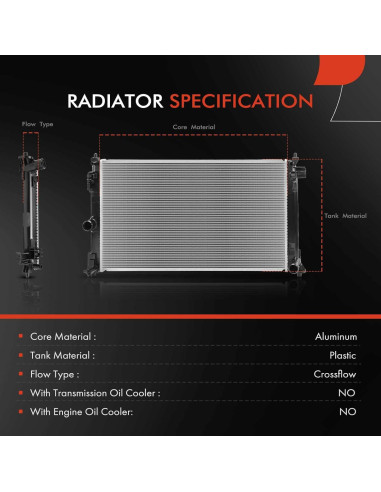 Conjunto Radiador Refrigerante A-Premium para Toyota Corolla 2019-2020