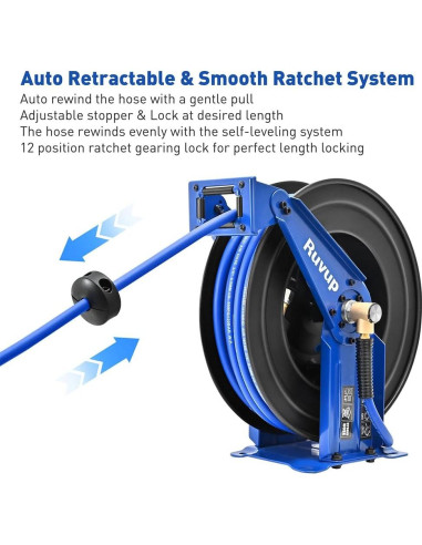 Carrete Retráctil de Manguera de Aire Ruvup 3/8" x 22.86m 300PSI