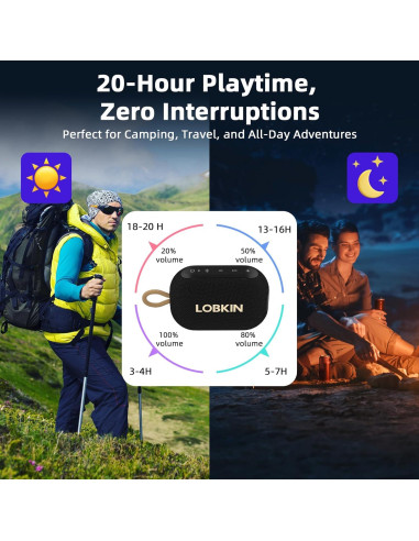 Altavoz Bluetooth Portátil LOBKIN 10W Impermeable IP67 20h