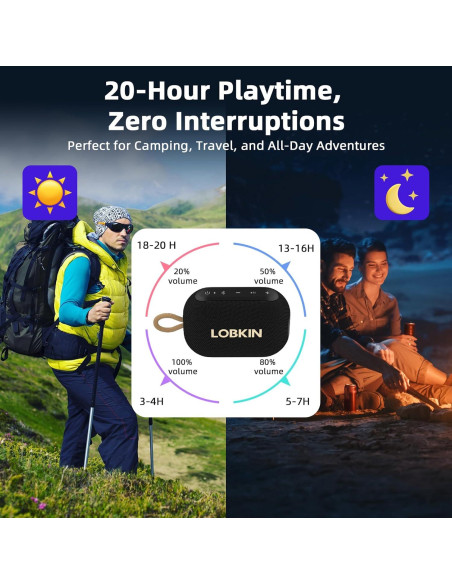 Altavoz Bluetooth Portátil LOBKIN 10W Impermeable IP67 20h Altavoz Bluetooth Portátil LOBKIN 10W Impermeable IP67 20h