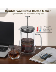 Prensa Cafetera Francesa Anjetan 1000 ml Vidrio Aislado 2