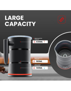 Espumador de Leche Eléctrico Fnerthral NPQ 4 en 1 430ml Negro 2