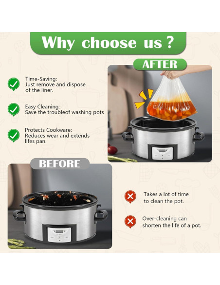 Forros Desechables para Olla de Cocción Lenta Noafocks 40 Pzas
