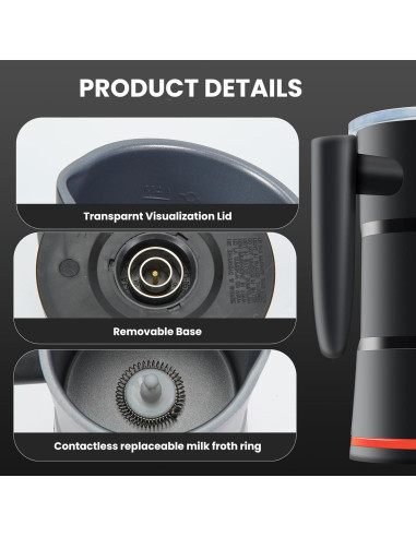 Espumador de Leche Eléctrico Fnerthral NPQ 4 en 1 430ml Negro