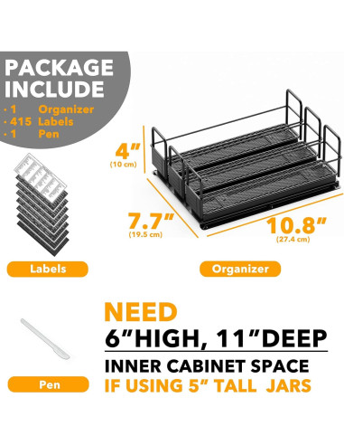 Organizador de Especias SpaceAid Extraíble con 3 Cajones