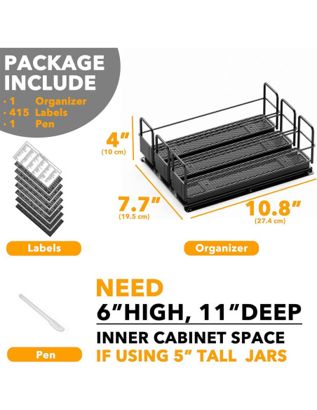 Organizador de Especias SpaceAid Extraíble con 3 Cajones