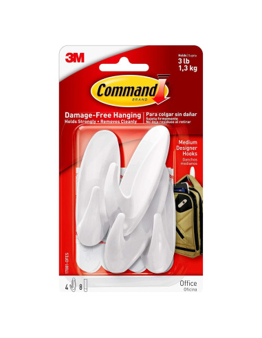Ganchos Diseñadores Medianos Command 4 Piezas Blanco 1.36kg