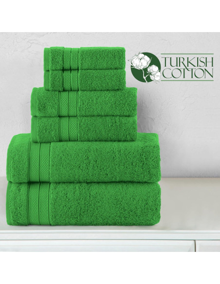 Conjunto de Toallas de Lujo Elegant Comfort 6 Piezas 100% Algodón Turco Verde