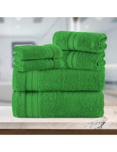 Conjunto de Toallas de Lujo Elegant Comfort 6 Piezas 100% Algodón Turco Verde