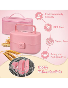 Caja de Almuerzo Bento Pawtong Rosa con Termo 227g Aislado 2