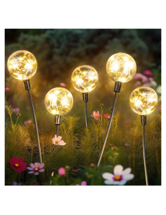 Luces Solares de Globo Figbush para Jardín 4 Paquetes 16 LED