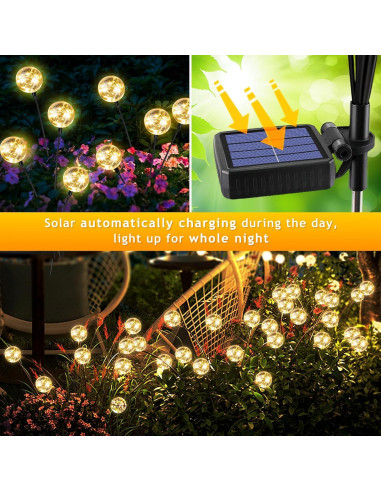 Luces Solares de Globo Figbush para Jardín 4 Paquetes 16 LED