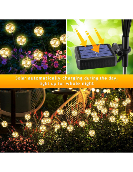 Luces Solares de Globo Figbush para Jardín 4 Paquetes 16 LED