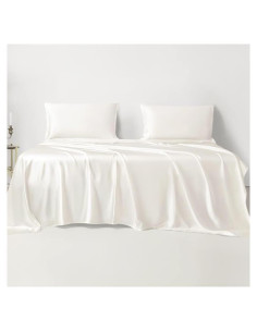 Sábana Plana Queen Linenwalas Seda Derivada de Bambú Marfil