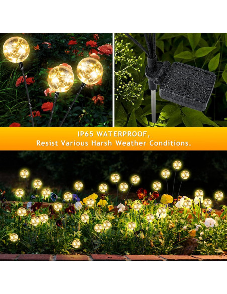 Luces Solares de Globo Figbush para Jardín 4 Paquetes 16 LED