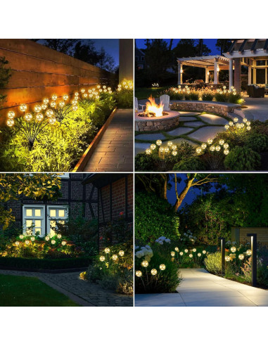 Luces Solares de Globo Figbush para Jardín 4 Paquetes 16 LED